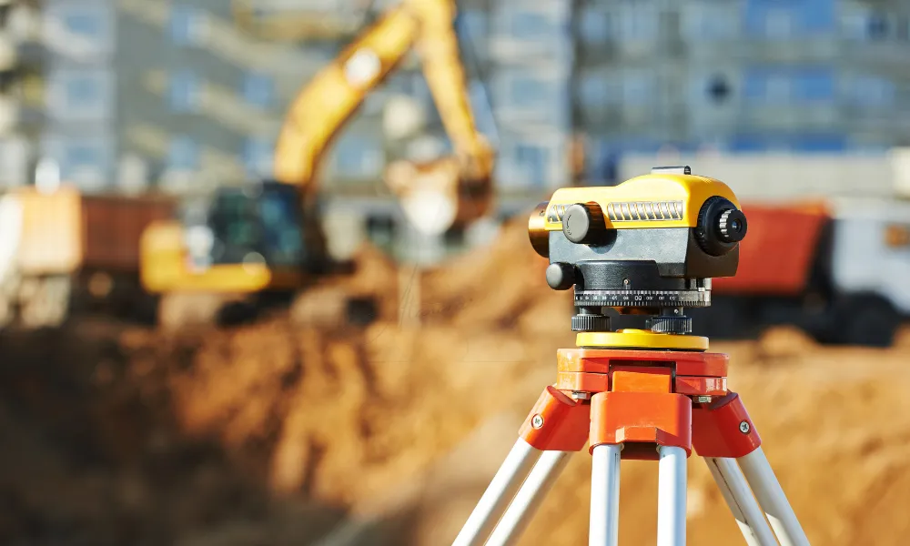 Surveyor sedang mengukur lahan di Bandung